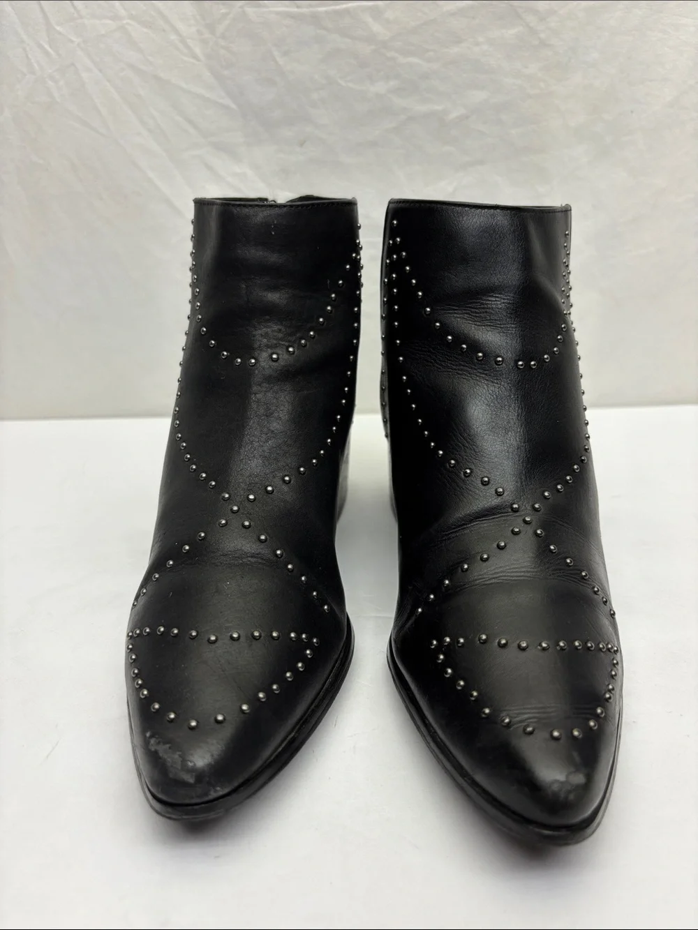 Greyci+Y studded leather ankle boots, SZ 6, box 75